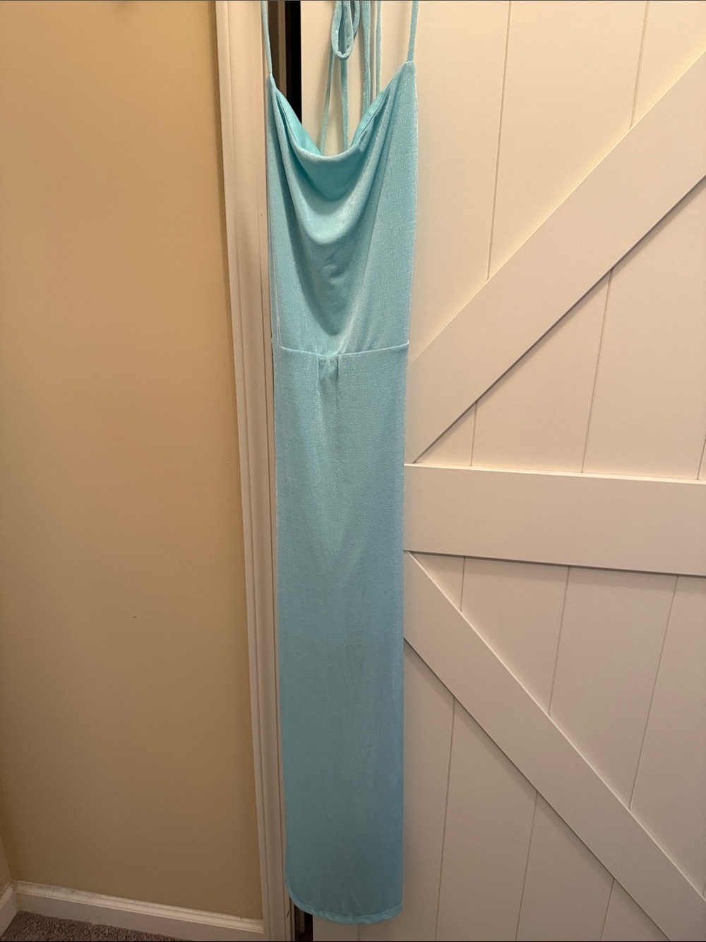 Fashion Nova turquoise  Cowl Neck Maxi Dress